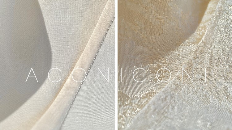 Aconiconi Light luxury gilt French jacquard midi Bridal dress - Twilight