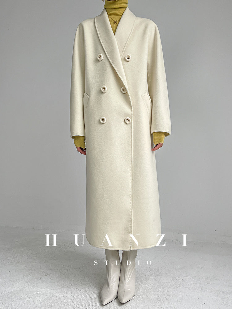 Huanzi high-end double-sided cashmere wool tweed blazer coat - Vellor