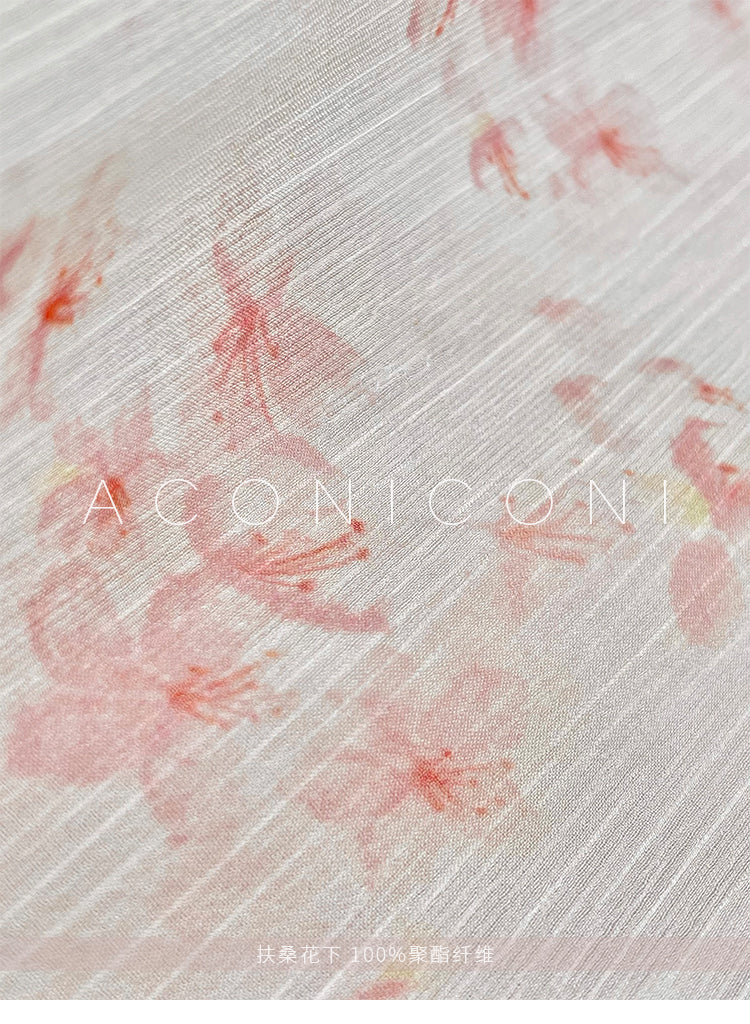 Aconiconi Broken floral slip birdgertons inspired loose dress -Fuso Hibiscus
