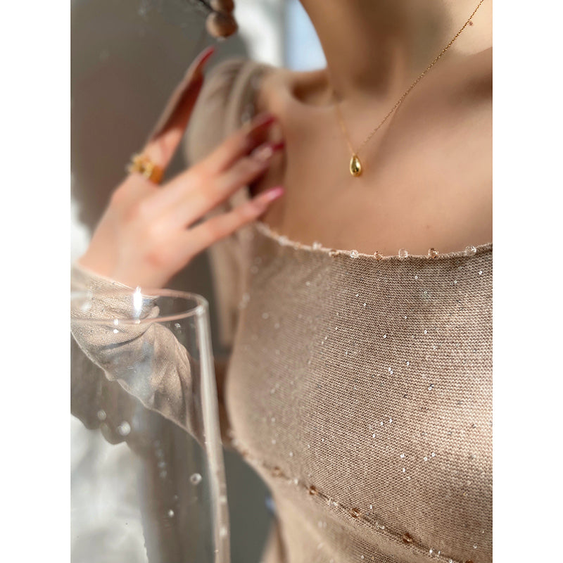 Aconiconi| Mermaid minimal sequin knitted sweater dress - Cace