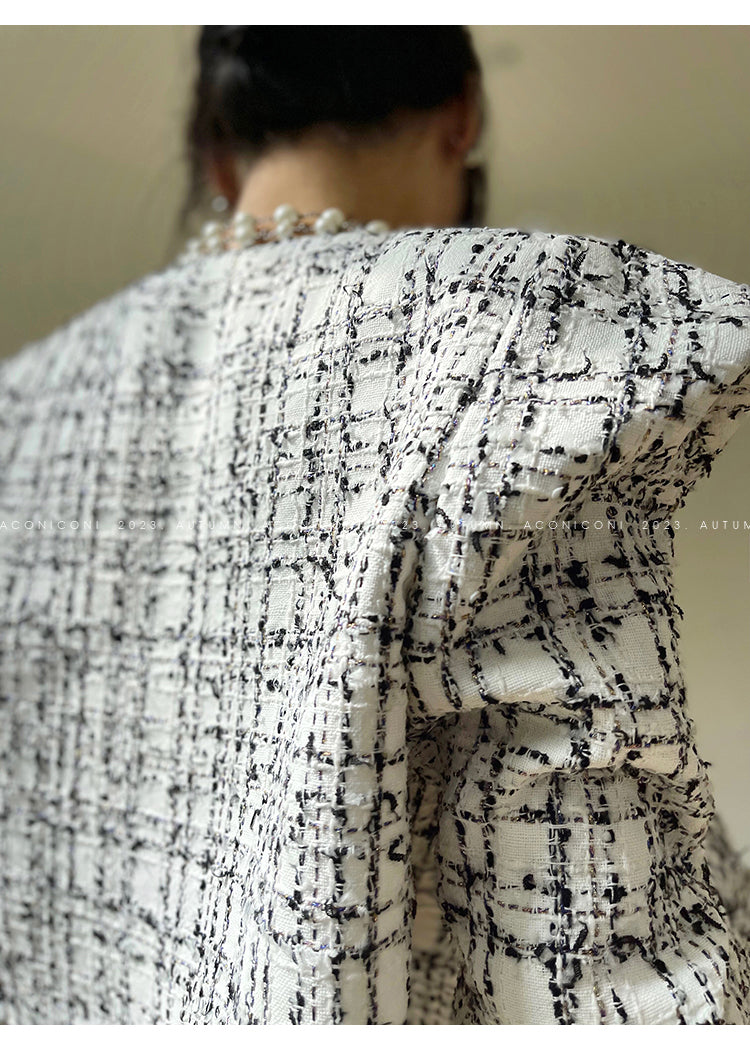 Aconiconi High-end tweed short coat +  high-waist skirt two-piece set - Milan Wilderness