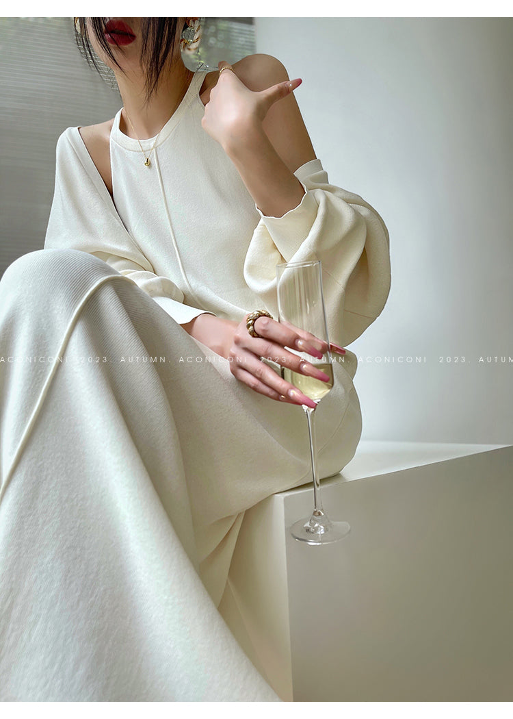 Aconiconi| Knitted dress suit + classic shawl versatile cardigan - Paris