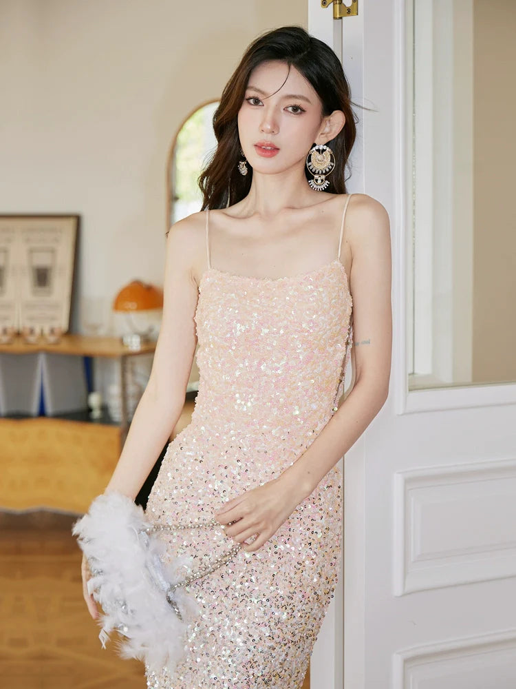 DOLLY Elegant Gradient Sleeveless Sexy Hollow Waist Cocktail Dress- (V)