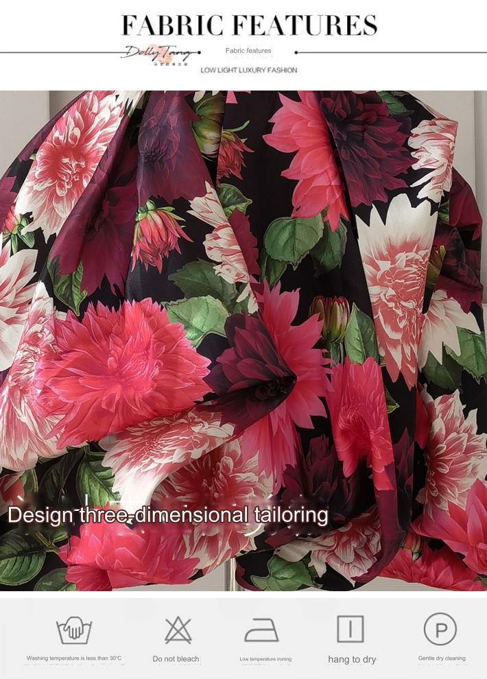 DOLLY Elegant Off Shoulder Flower Print fold bubble Dress-CINDY
