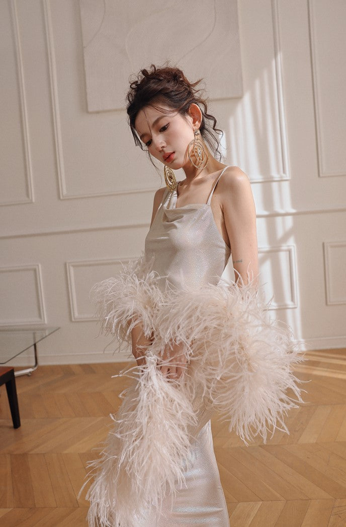 DOLLY Luxury Sliver Sleeveless Glitter Slim Fit Long Banquet Dress-SWATTIE