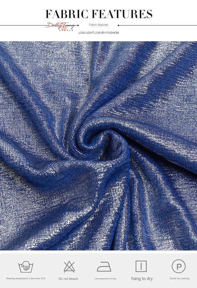 DOLLY Elegant Electric Blue Off Shoulder Halter Neck Dinner Dress-JU (V)