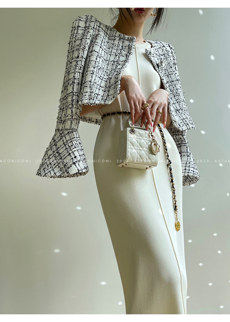 Aconiconi| Knitted dress suit + classic shawl versatile cardigan - Paris