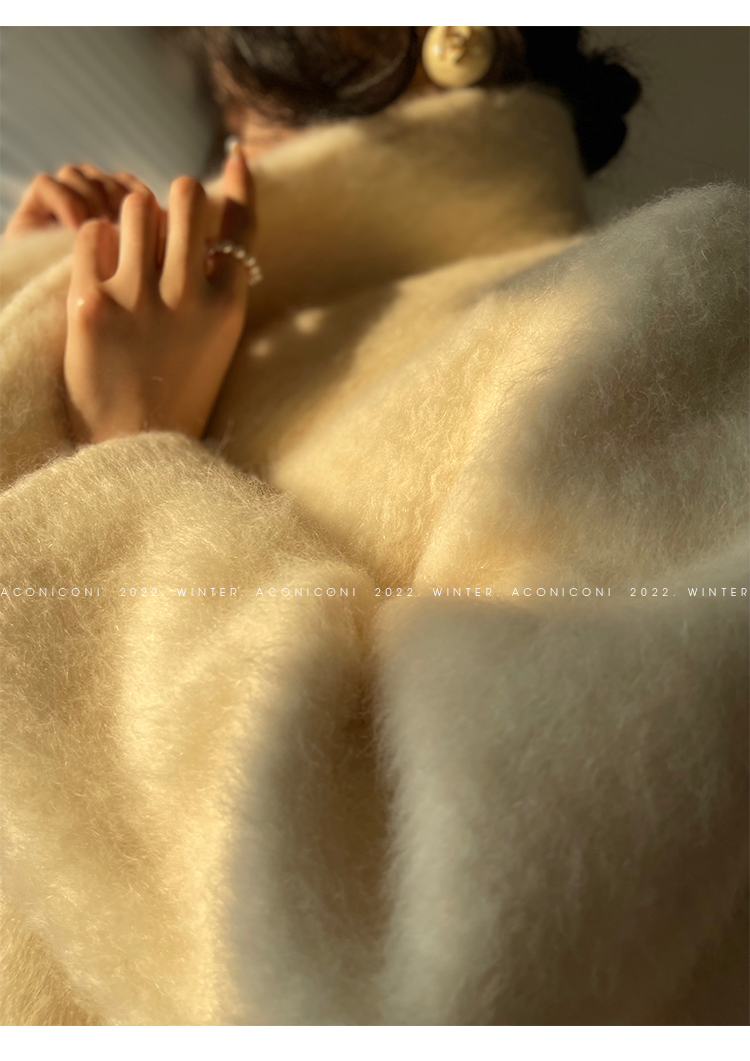 Aconiconi|Thick korean white winter Long Wool Coat - Ting Tea