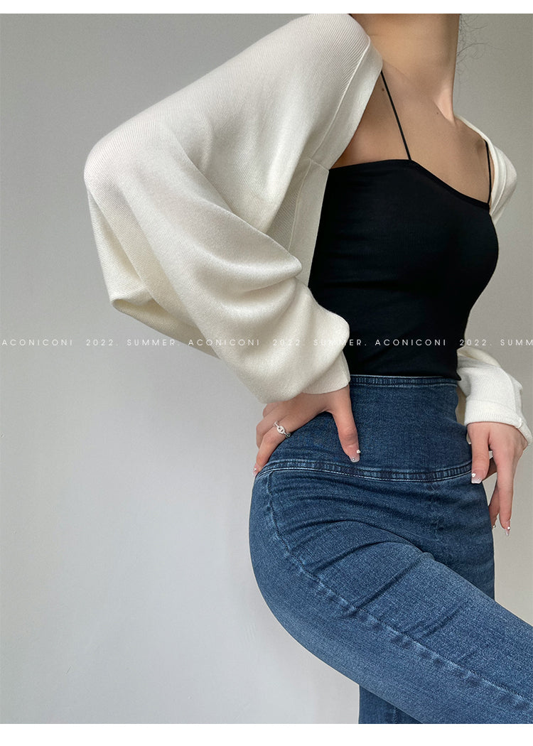 Aconiconi Elegant Bat Style Long Sleeve Chic Versatile Cardigan-Jessica (vvv)