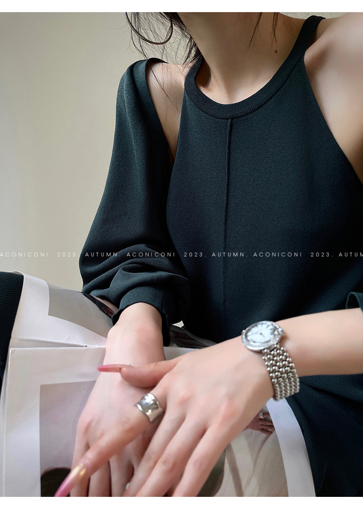 Aconiconi| Knitted dress suit + classic shawl versatile cardigan - Paris