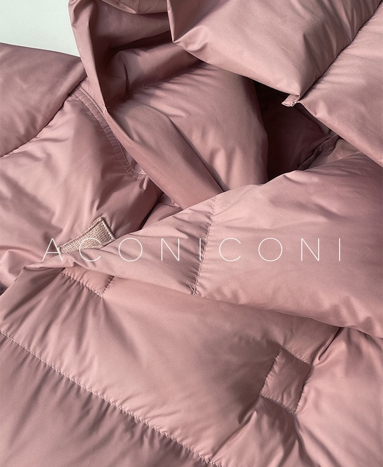 Aconiconi Luxury Purple Duck Down Hooded Loose Thick Warm Winter Coat- Dreamberry Cheese