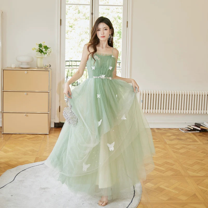 sleeveless princess dress Sleeveless Square-Neck Princess Line Gown with Pockets
