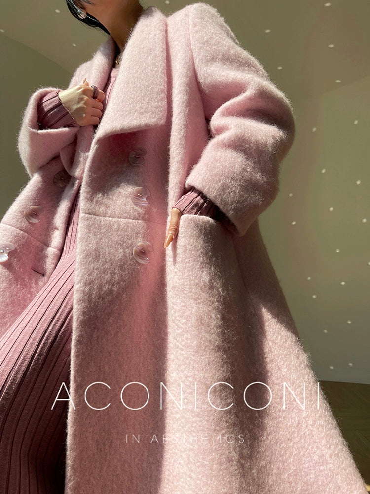 Aconiconi Pink Peach wool winter premium long short short coat - Hellion
