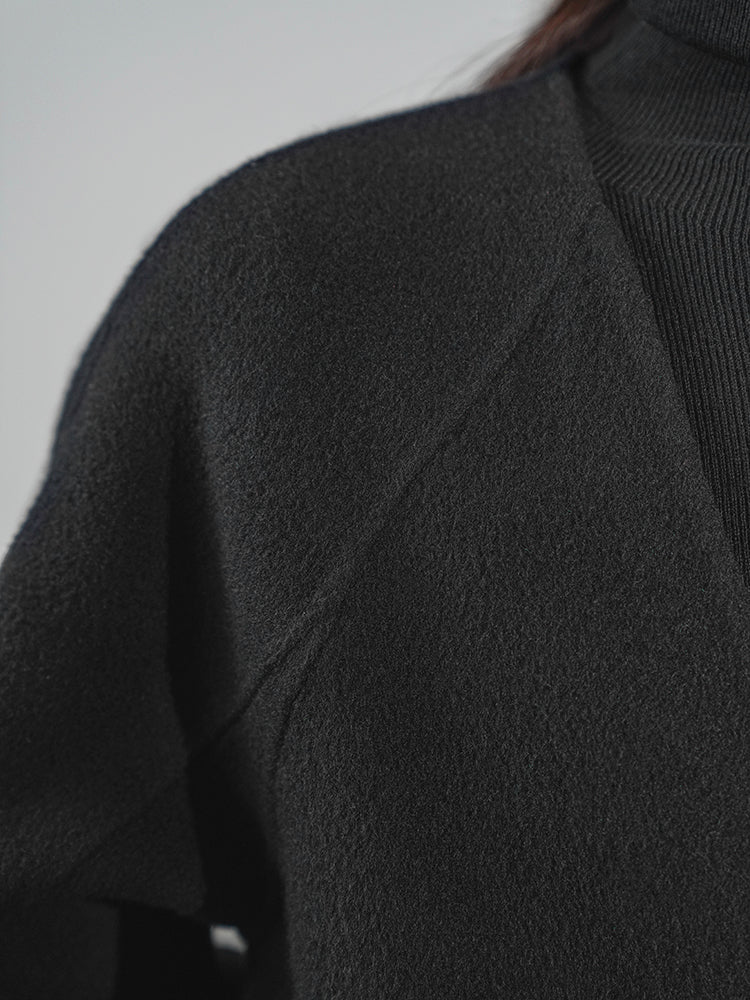 Huanzi designer double-sided cashmere coat mid-length contrast autumn winter wool coat - Time