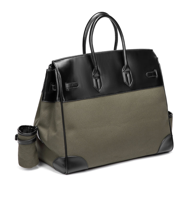 Army green Retro birkin inspired handmade canvas men business travel tote women weekender travel overnight weekend handbag