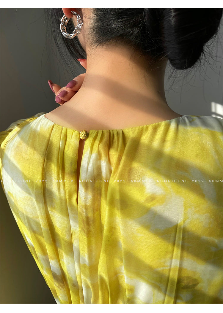 Aconiconi|Lemon yellow high end summer dress- desire