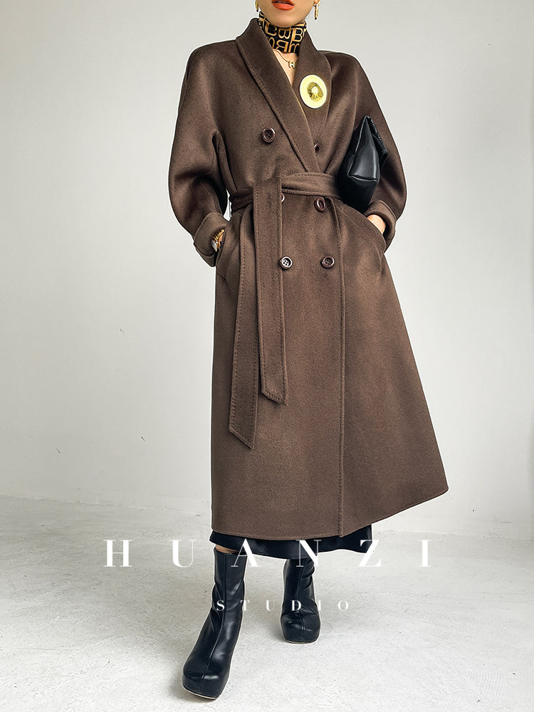 Huanzi high-end double-sided cashmere wool tweed blazer coat - Vellor