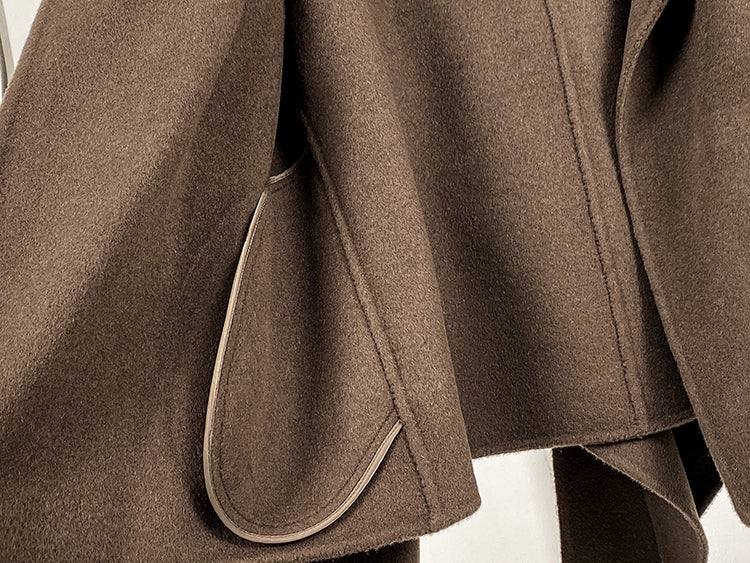 Huanzi wool tweed autumn winter short cashmere double-sided coat - Talfy