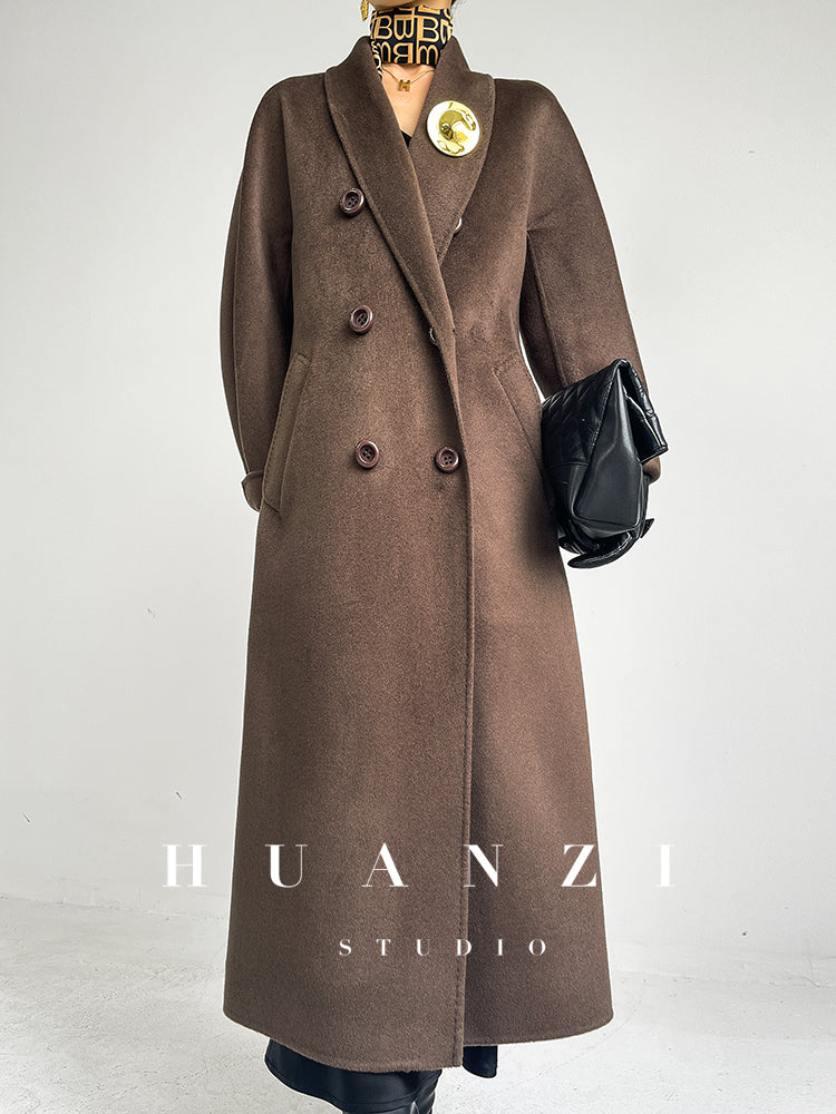 Huanzi high-end double-sided cashmere wool tweed blazer coat - Vellor