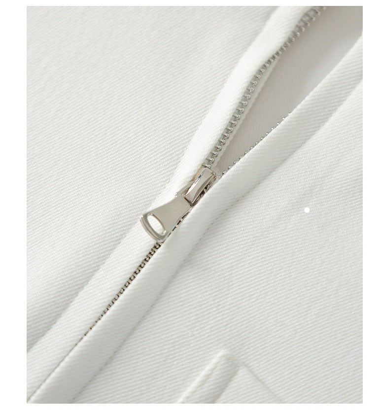 Half zipper white shirt women's autumn shirt- Tiloba