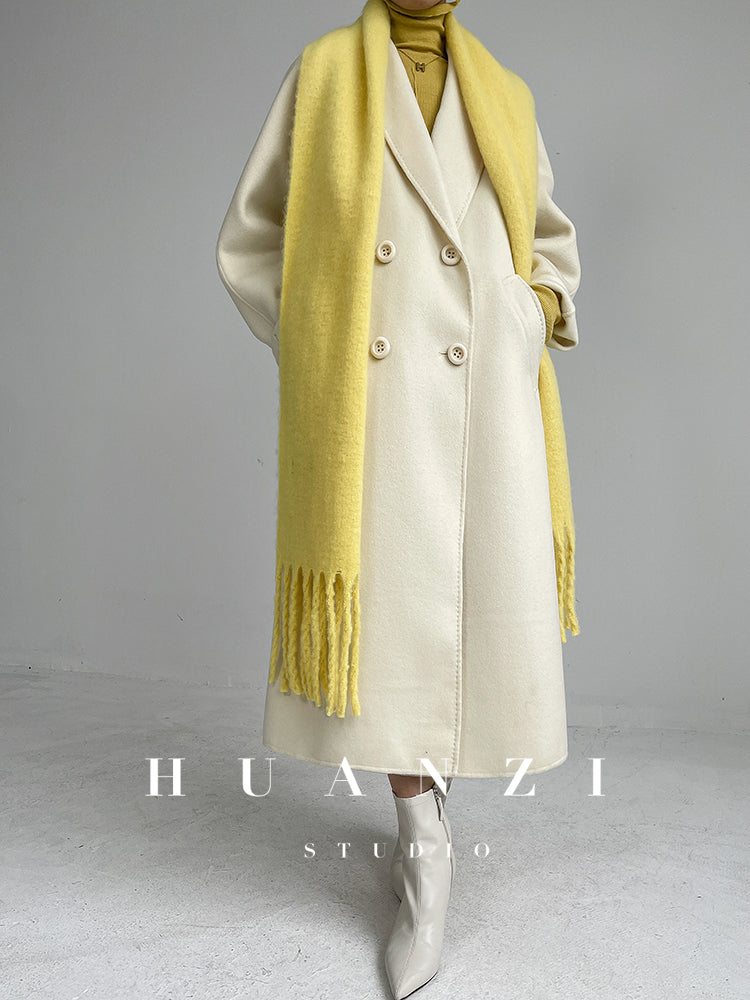 Huanzi high-end double-sided cashmere wool tweed blazer coat - Vellor