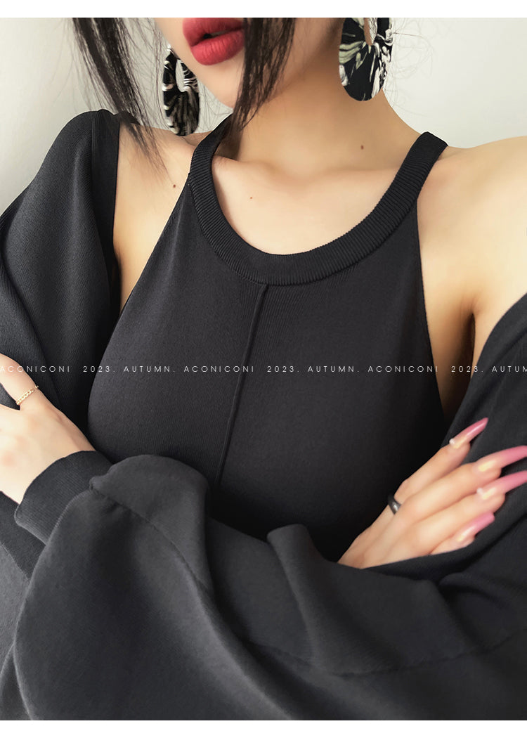 Aconiconi| Knitted dress suit + classic shawl versatile cardigan - Paris