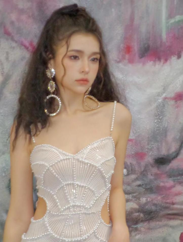 DOLLY High End Off White Sleeveless Beaded Hollow Waist Sexy Party Dress-KATHY