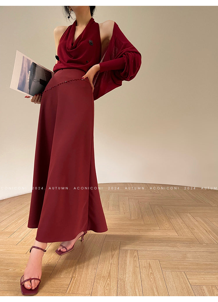 Aconiconi Elegant Bat Style Long Sleeve Chic Versatile Cardigan-Jessica (vvv)