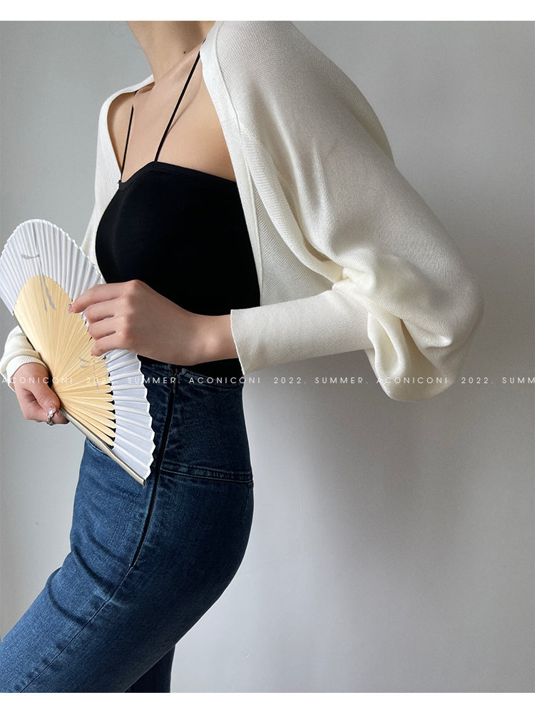 Aconiconi Elegant Bat Style Long Sleeve Chic Versatile Cardigan-Jessica (vvv)