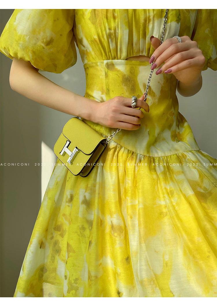 Aconiconi|Lemon yellow high end summer dress- desire
