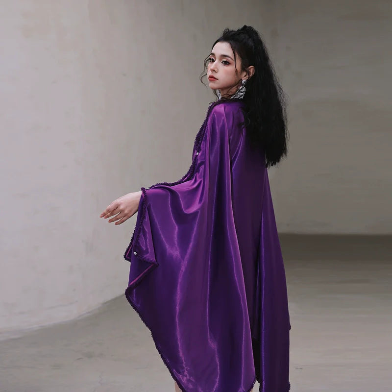 DOLLY Elegant Deep Purple Off Shoulder Swing Collar Short Party Dress-PREETI