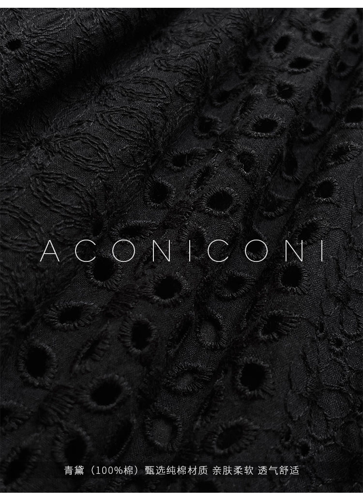 Aconiconi| French coffee break lace cotton white dress - Smoke