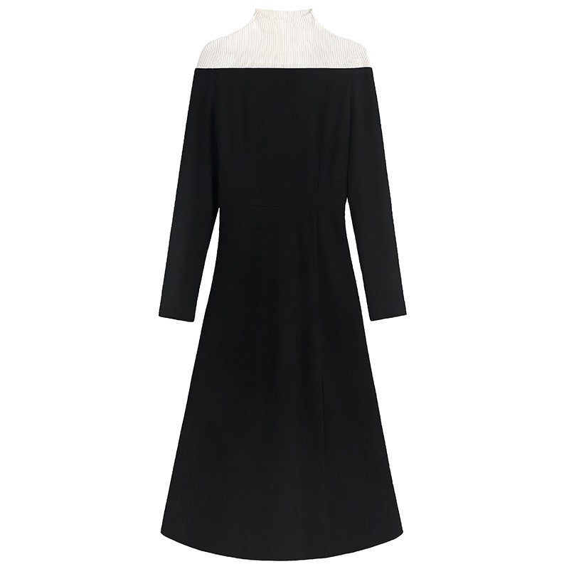 Huanzi new elegant classic black high turtle neck dress - Kios