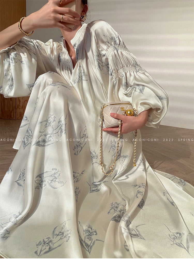 Aconiconi|dyed imitation silk loose romantic dress - Nagamachi