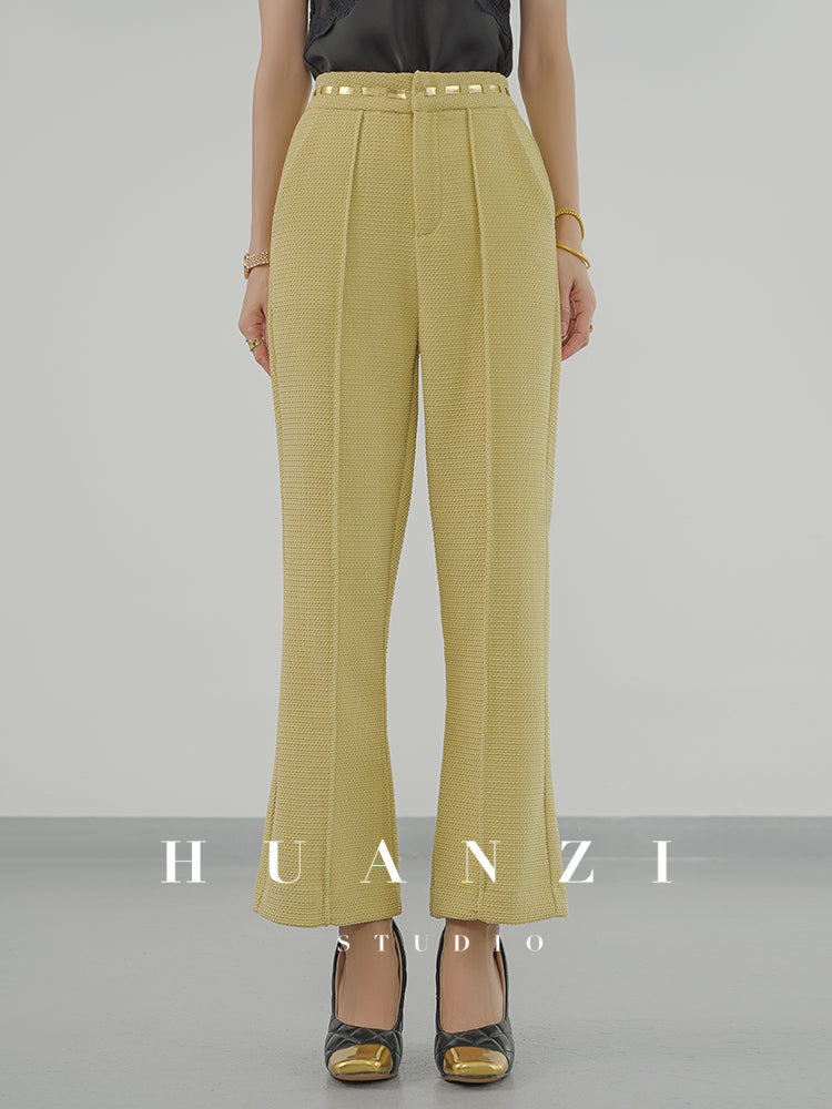 Huanzi new handmade micro-wide suit jacket with back slit straight-leg micro-launched trousers suit set- Emera