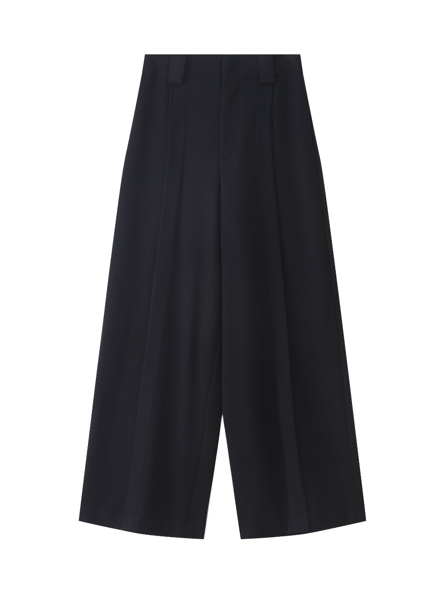 WANXO camel high waist drooping casual pants new straight loose wide leg pants- Tela