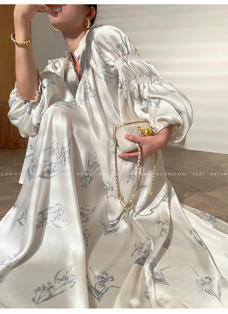 Aconiconi|dyed imitation silk loose romantic dress - Nagamachi