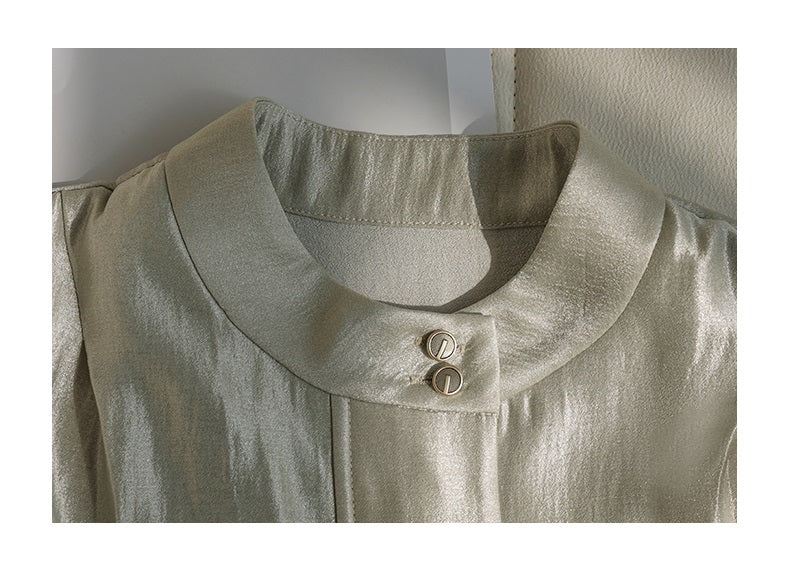SUSHE Gold Series Retro Spring Women's 2023 Loose Stand Collar Shirt -Star