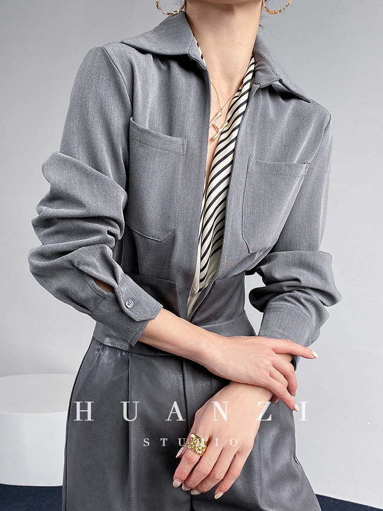 Huanzi custom high end quality shirts professional iron-free pullover loose retro shirt - Tiblw
