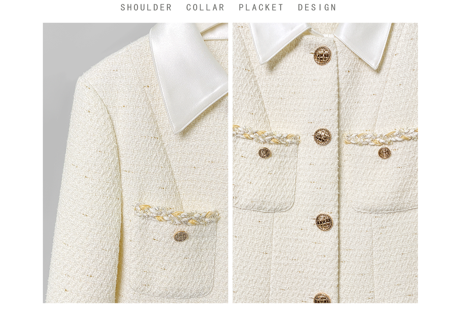 Huanzi new detachable acetate leader wool tweed small fragrance wind coat dress- Ray