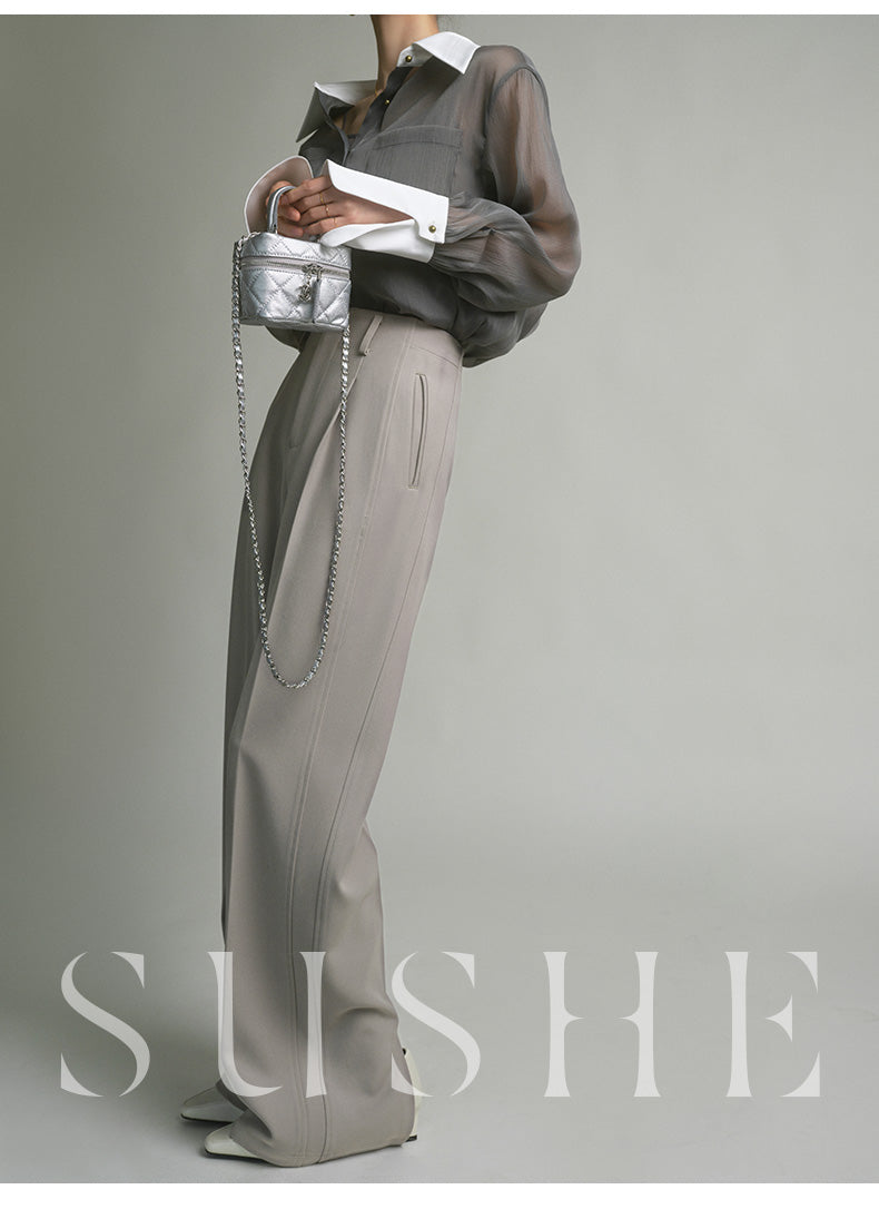 SUSHE 2023 early spring gray retro loose shirt - Cariyt