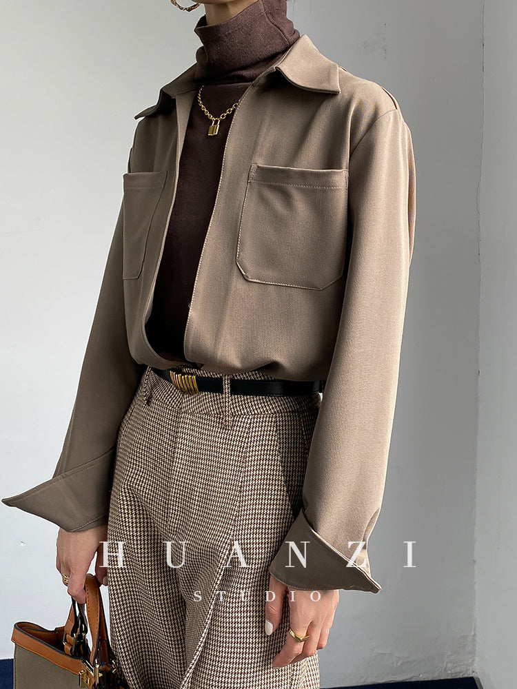 Huanzi custom high end quality shirts professional iron-free pullover loose retro shirt - Tiblw