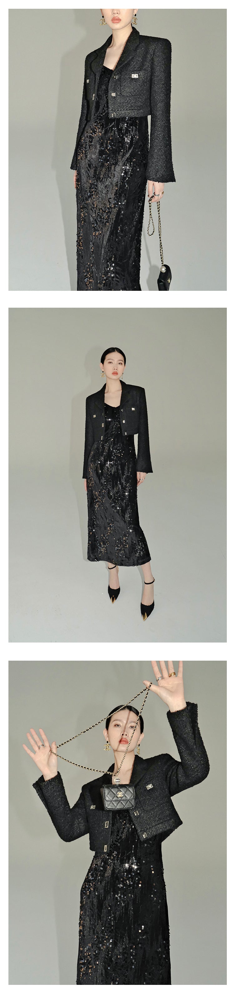 Retro Swaying tango V-neck sequined French party dress - Kawue