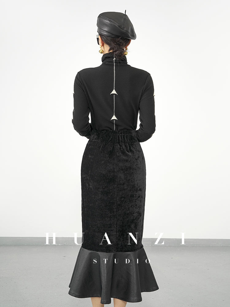 Huanzi new French elegant high waist thin and small fishtail skirt skirt female- Livia