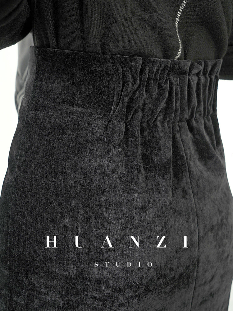Huanzi new French elegant high waist thin and small fishtail skirt skirt female- Livia