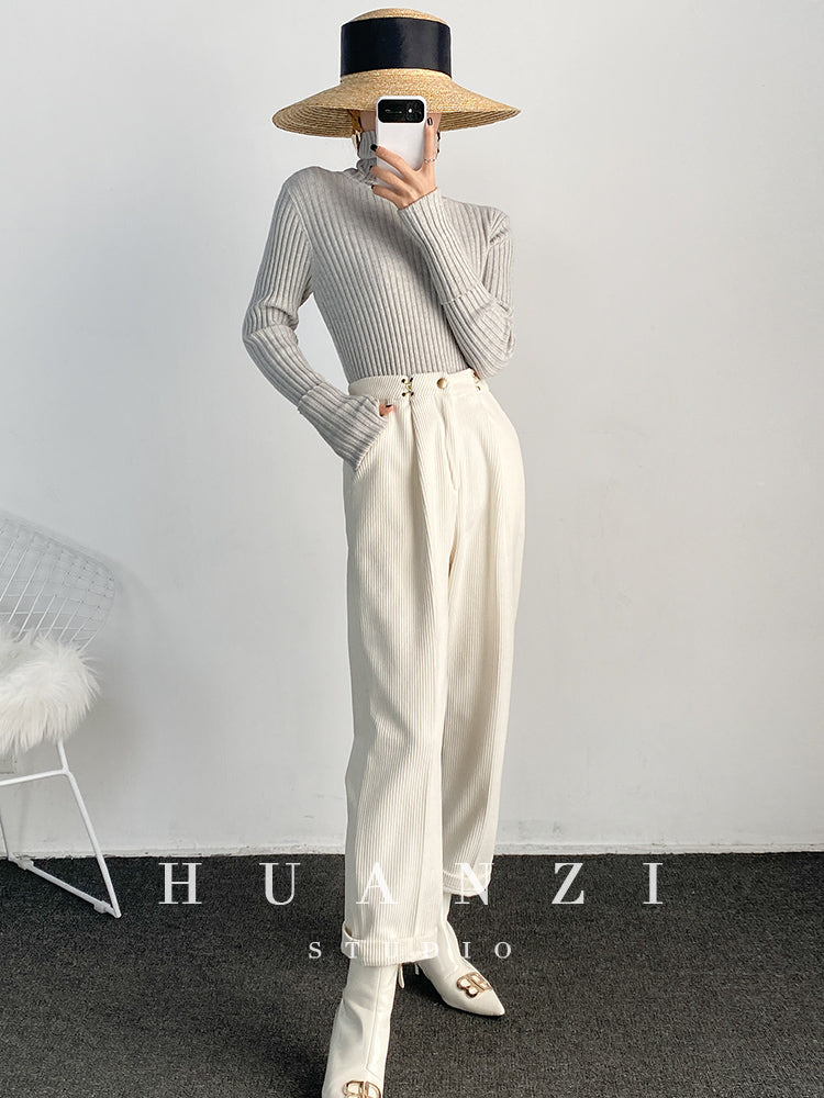 High end pile collar knitted turtleneck sweater -Sulia