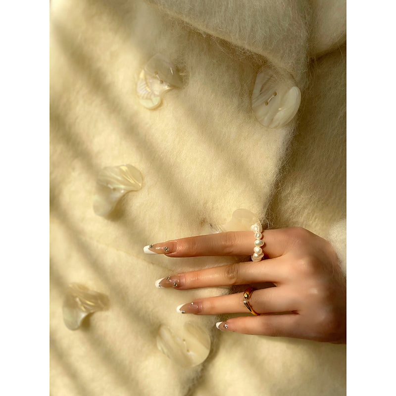 Aconiconi|Thick korean white winter Long Wool Coat - Ting Tea