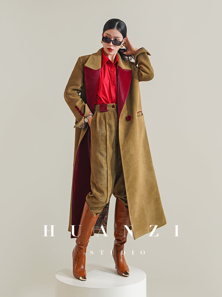 Huanzi non-ironing technology short retro fur coat mid-length windbreaker suit jacket- Nina