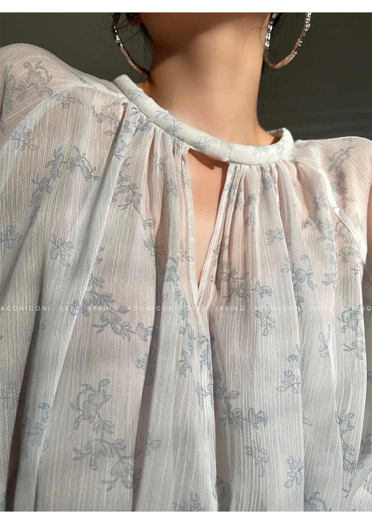 Aconiconi|Light Cloud Creamy Gentle French 2 Piece Tops and Skirts suit - Cloud