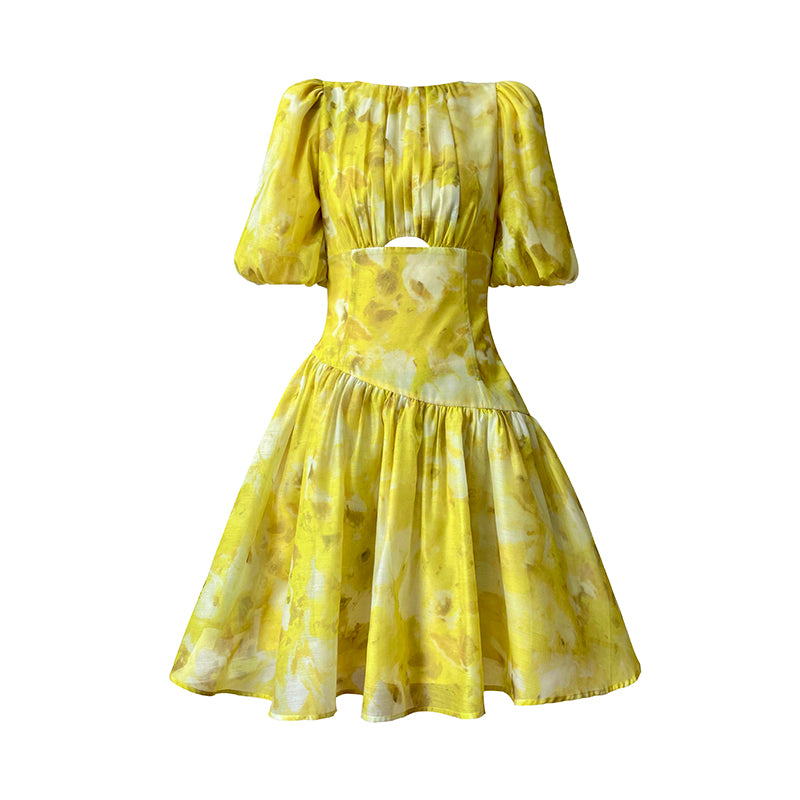 Aconiconi|Lemon yellow high end summer dress- desire